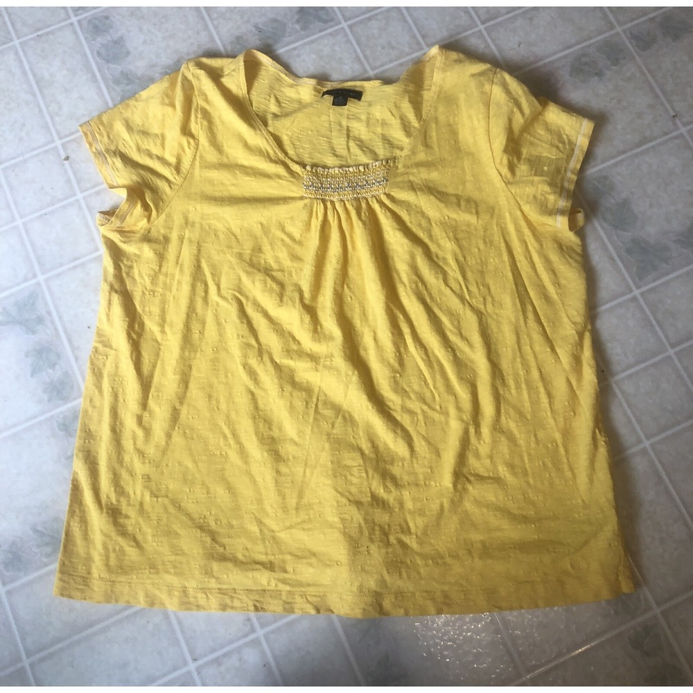 Tommy Hilfiger Smocked Neck Cap Sleeve Knit Top Ladies 1X Short Sleeve